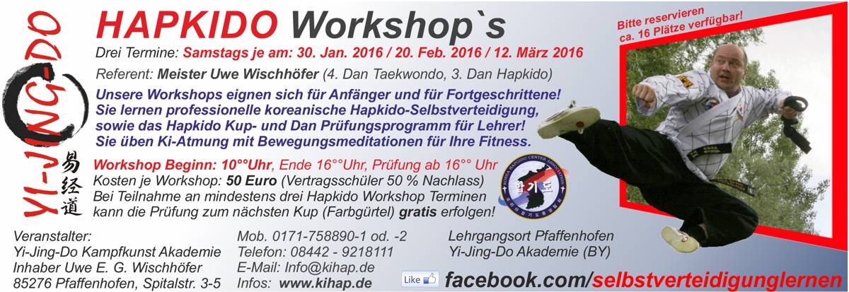 Ausschreibung Hapkido Workshop Pfaffenhofen